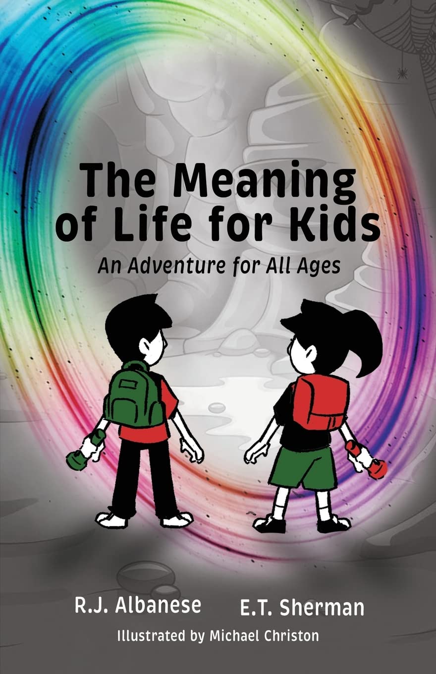 Cover of The Meaning of Life for Kids 2: Living in Super Power by R.J. Albanese — warm cream with a child silhouette reaching toward a sun.